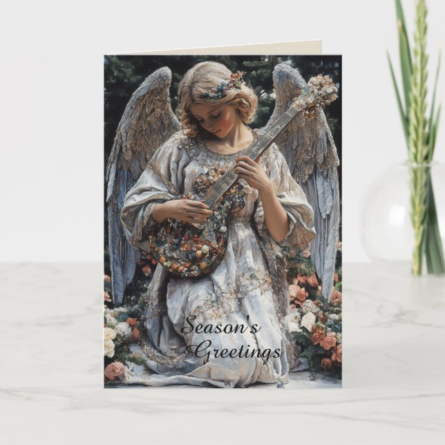 Tarjeta Ángel con Navidades de guitarra (Anverso)