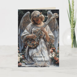 Tarjeta Ángel con Navidades de guitarra