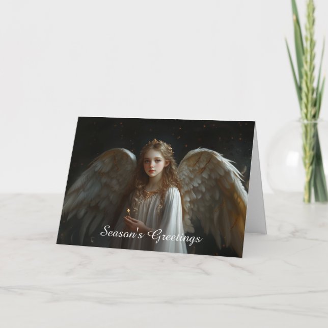 Tarjeta Ángel con Navidades de velas (Anverso)