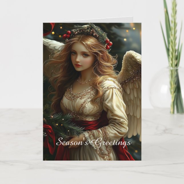 Tarjeta Ángel con Navidades Red Sash (Anverso)