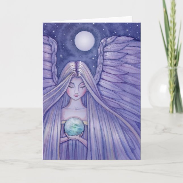 Tarjeta Ángel con una pequeña carta terrestre de Molly Har (Anverso)