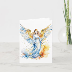 Tarjeta Ángel D - acuarelas y pluma