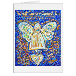 Tarjeta Angel de Cáncer Azul y Oro