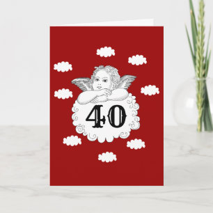 Tarjeta Ángel de Cherub Blanco Rojo 40 cumpleaños Añadir t