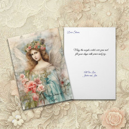 Tarjeta Ángel de cosecha en azul