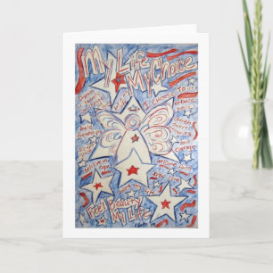 Tarjeta ángel de estrellas y rayas