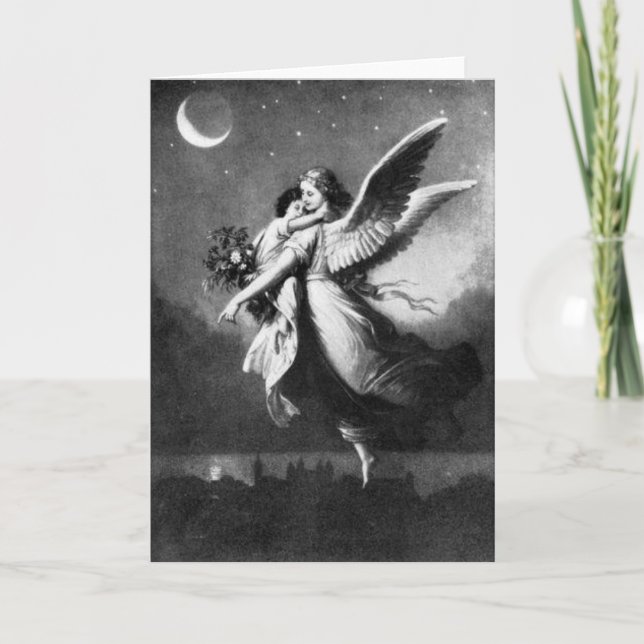 Tarjeta Ángel de guarda en la noche (Anverso)