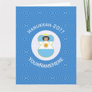Tarjeta Ángel de Hanukkah argentino Bandera Personalizada