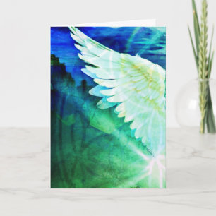 Tarjeta Ángel de la Guarda Ala Verde Azul – Felicitación e