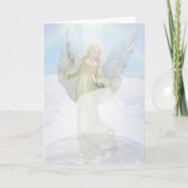 Tarjeta Ángel de la guarda en las nubes (Anverso)