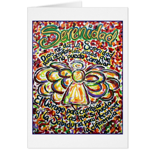 Tarjeta Ángel de la oración de la serenidad españo (Frente)