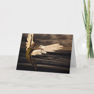 Tarjeta Ángel de la puesta del sol de oro (espacio en