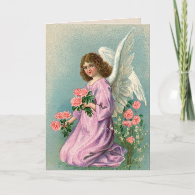 Tarjeta Ángel de la vintage y Rosas (Anverso)