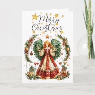 Tarjeta Ángel de Navidad con velas encendidas Navidad
