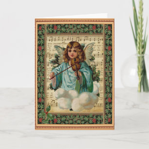 Tarjeta Ángel de Navidad con violín