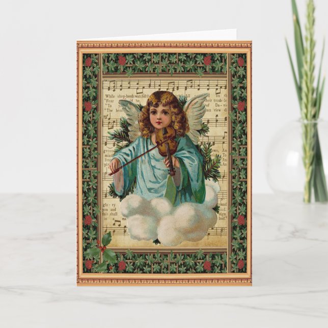 Tarjeta Ángel de Navidad con violín (Anverso)