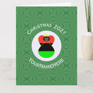 Tarjeta Ángel de Navidad de la Diáspora Africana Bandera P
