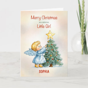 Tarjeta Ángel de Navidad de niña personalizable Dulce