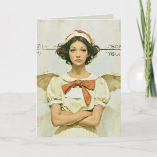 Tarjeta Ángel de Navidad No Tan Inocente Mugshot