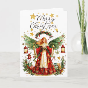 Tarjeta Ángel de Navidad y regalos de Navidad