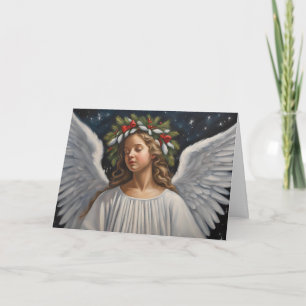 Tarjeta Ángel de Navidades con bella guirnalda