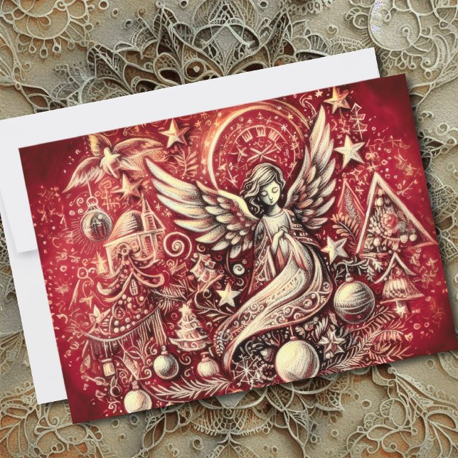 Tarjeta Angel de Navidades de dibujo de Pastel duro (Subido por el creador)