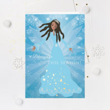 Tarjeta Angel de Navidades de feriado afroamerican