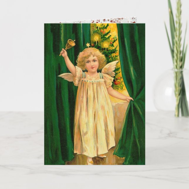 Tarjeta Angel de Navidades pintados a mano (Anverso)