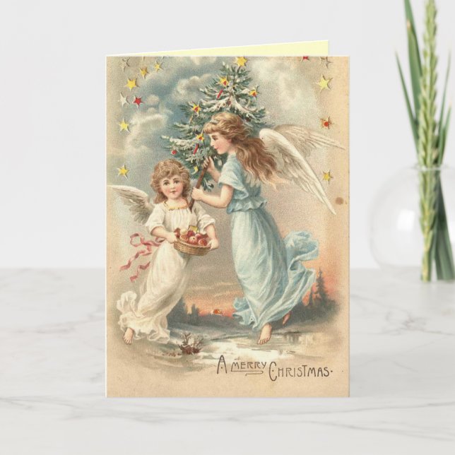 Tarjeta Angel de Navidades Victorianos (Anverso)