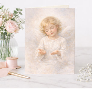 Tarjeta Ángel de Rendición Acuarela en Blanco