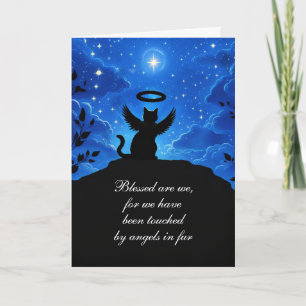 Tarjeta Ángel de simpatía de gato mirando al cielo