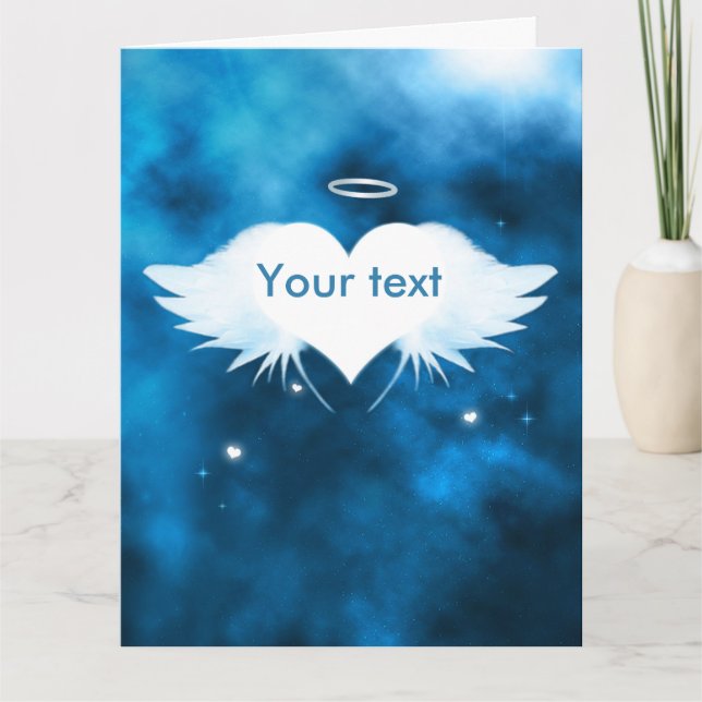 Tarjeta Ángel del corazón 11" x 8,5" condolencia (Anverso)
