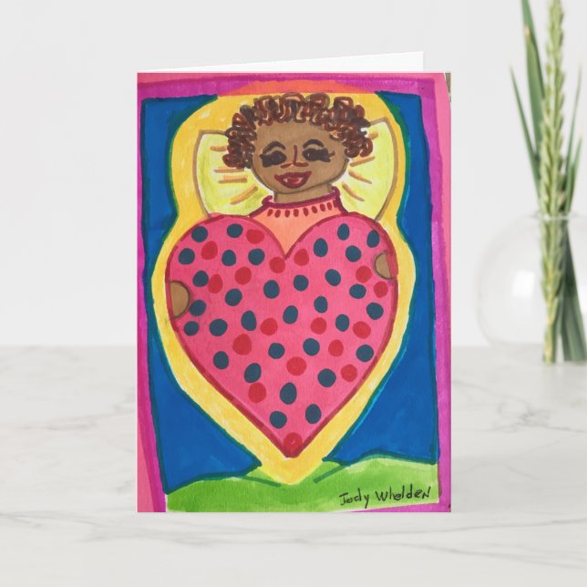 Tarjeta Ángel del corazón vuela con San Valentín (Anverso)