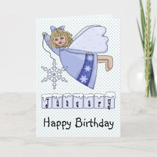 Tarjeta Ángel del cumpleaños de enero