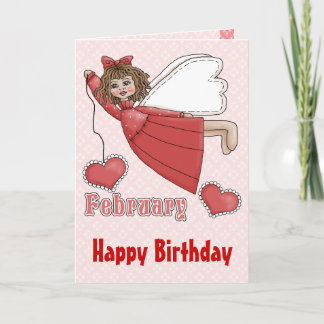Tarjeta Ángel del cumpleaños de febrero