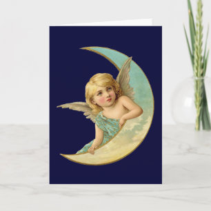 Tarjeta Ángel del vintage en luna