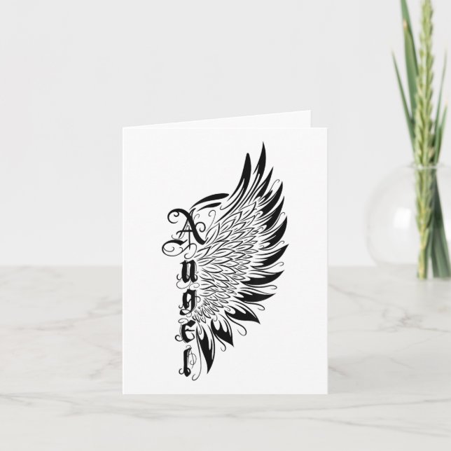 Tarjeta Ángel día de San Valentín con un estilo de tatuaje (Anverso)