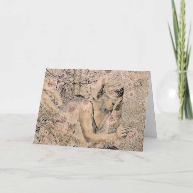 Tarjeta Angel Elegant Boho Floral Sepia Antique (Anverso)