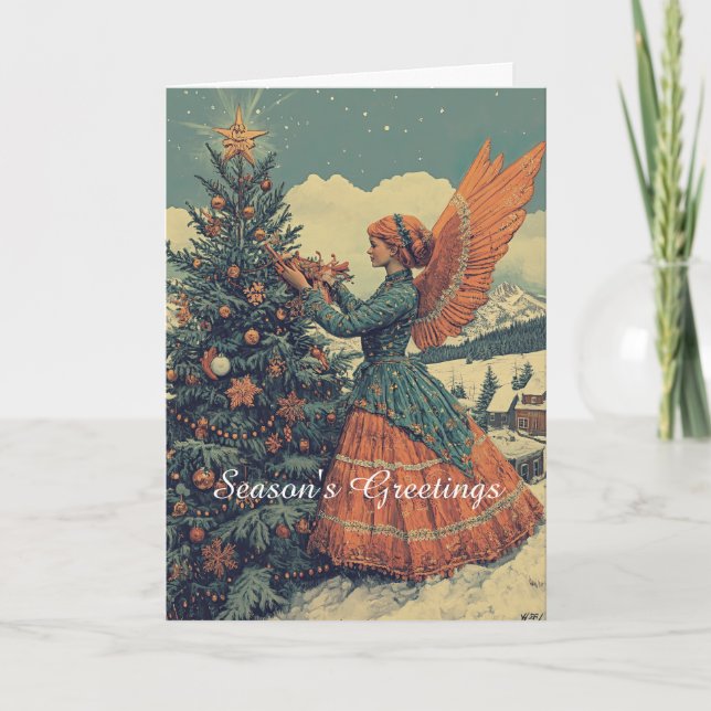 Tarjeta Angel en Navidades de Vestido Victoriano (Anverso)