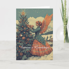 Tarjeta Angel en Navidades de Vestido Victoriano