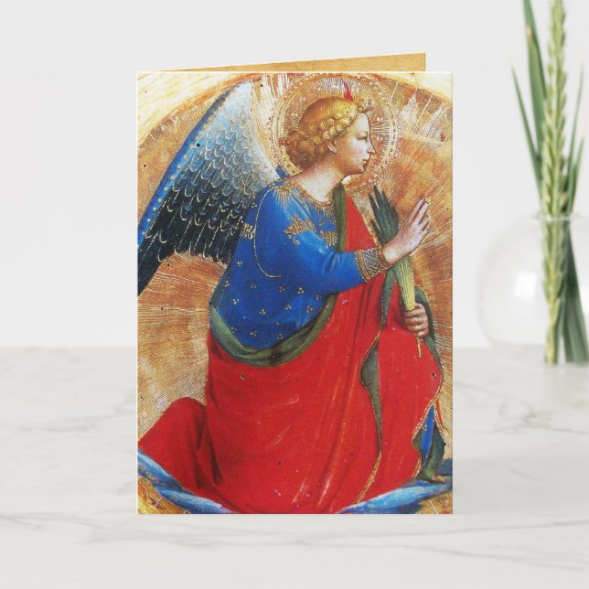 TARJETA ANGEL EN ORO ROJO Y AZUL (Anverso)