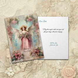 Tarjeta Ángel En Rojo Estilo Vintage