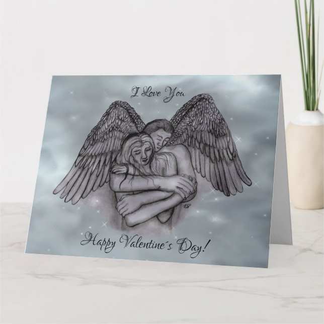 Tarjeta Angel Eros en el amor, te amo, San Valentín (Anverso)