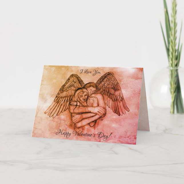 Tarjeta Angel Eros en el amor, te amo, San Valentín (Anverso)