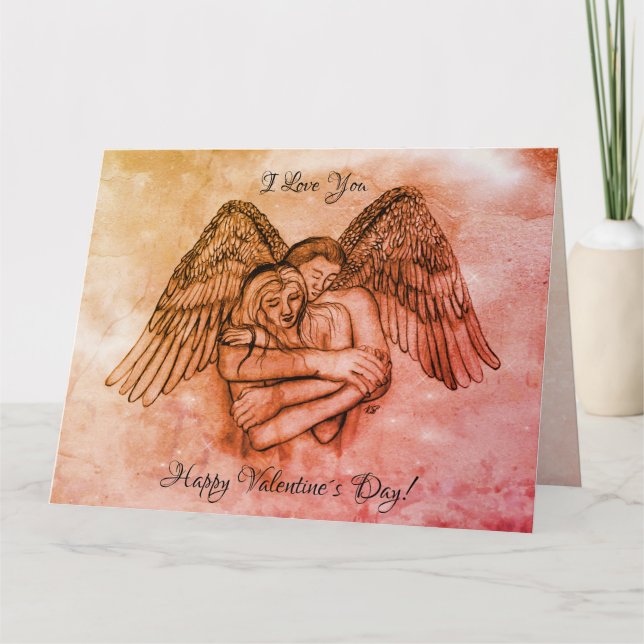 Tarjeta Angel Eros Enamorado , Te Amo , Día de San Valentí (Anverso)