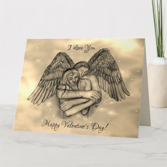 Tarjeta Angel Eros enamorado , te amo , San Valentín (Anverso)
