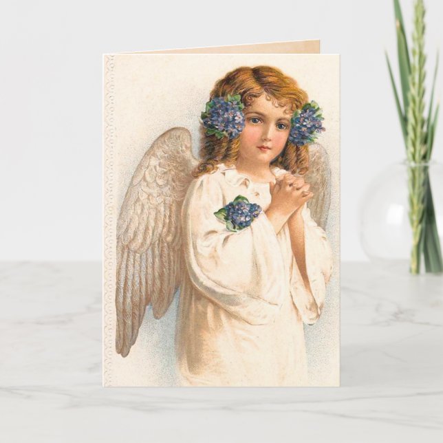 Tarjeta Ángel Floral Vintage (Anverso)
