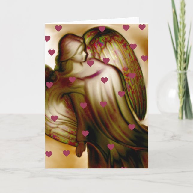Tarjeta Ángel Florillas con corazones (Anverso)