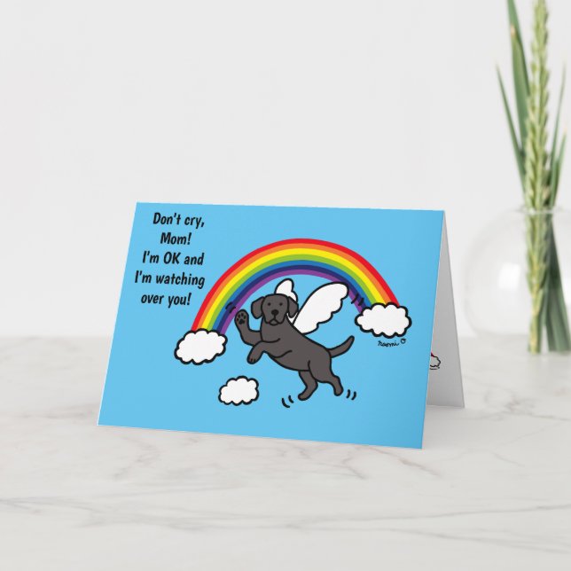 Tarjeta Ángel Guardián del Labrador Negro (puente arcoiris (Anverso)