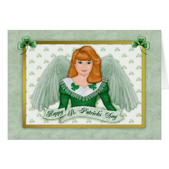 Tarjeta Ángel irlandés y bandera - esconda dentro
